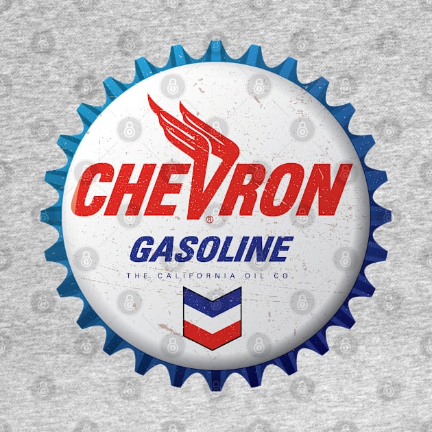 Chevron Gasoline Bottle Cap Retro T-Shirt by funkymonkeytees